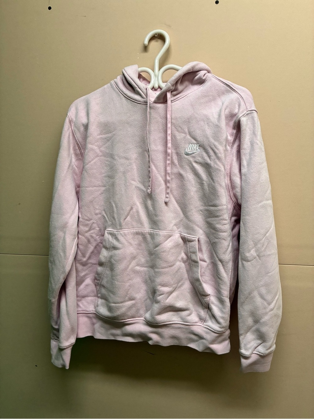 Nike Light Pink Men's Crewneck Hoodie with Embroidered Logo
